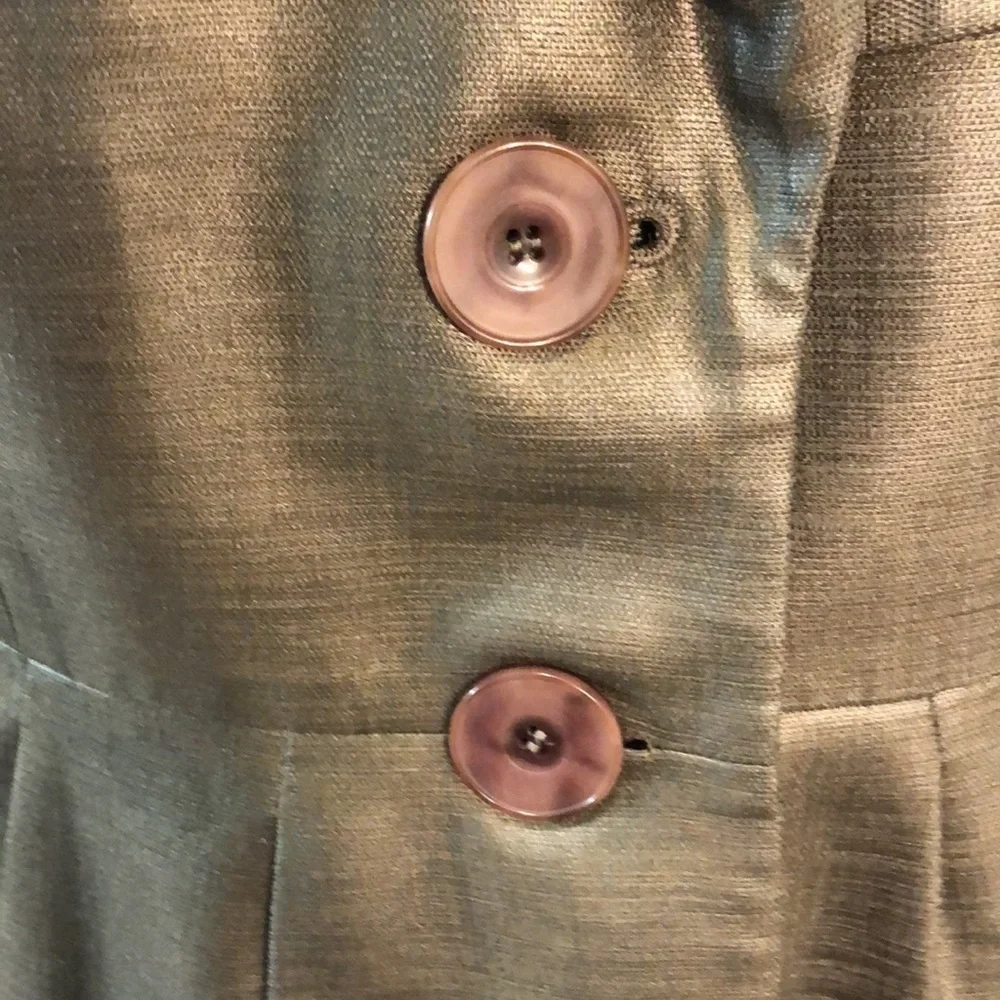 Classiques Entier Skirt Set Peplum Jacket Brown Gold Sheen Size Medium 8